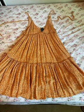 orange loose flowy mini sundress